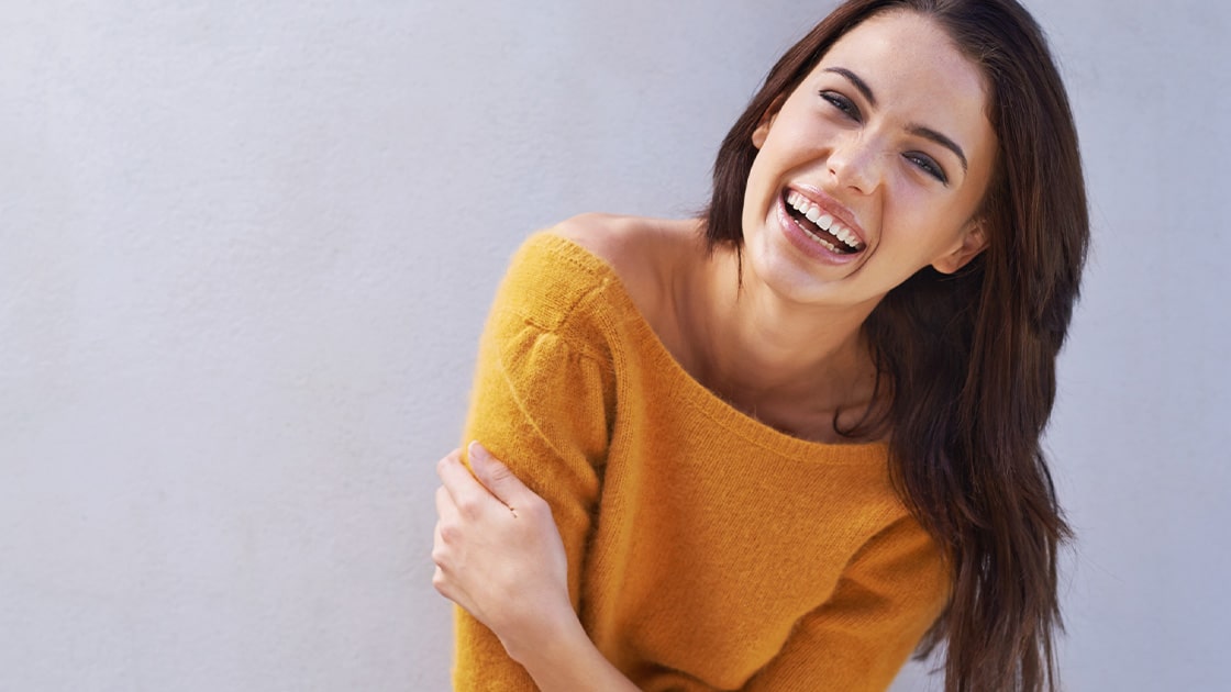 Happy Lady In Yellow Shirt